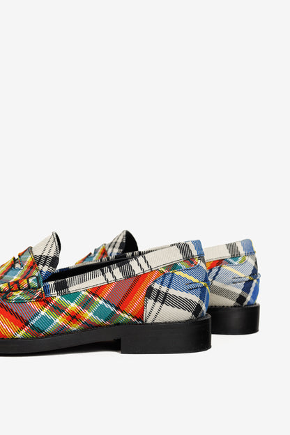 Burberry Bedmont Poppy Orange Tartan Flat Loafers