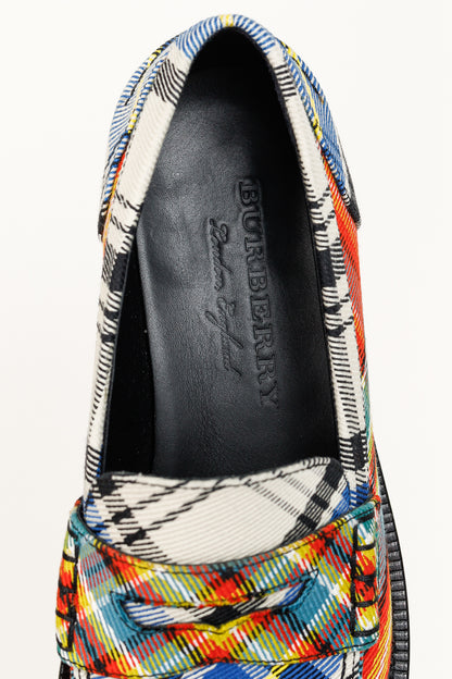 Burberry Bedmont Poppy Orange Tartan Flat Loafers
