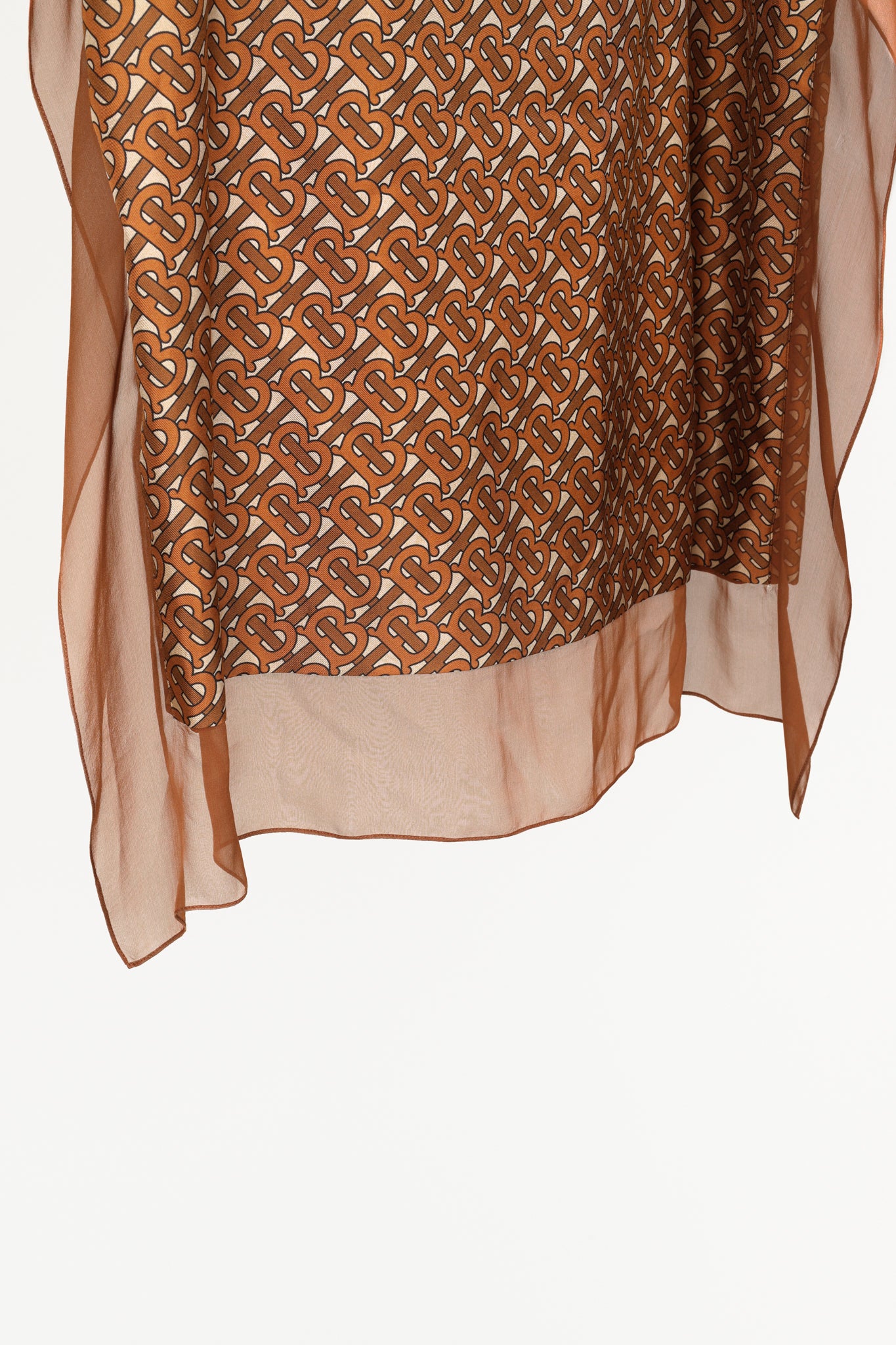 Burberry Brown Logo-Printed Scarf-Detail Midi Skirt