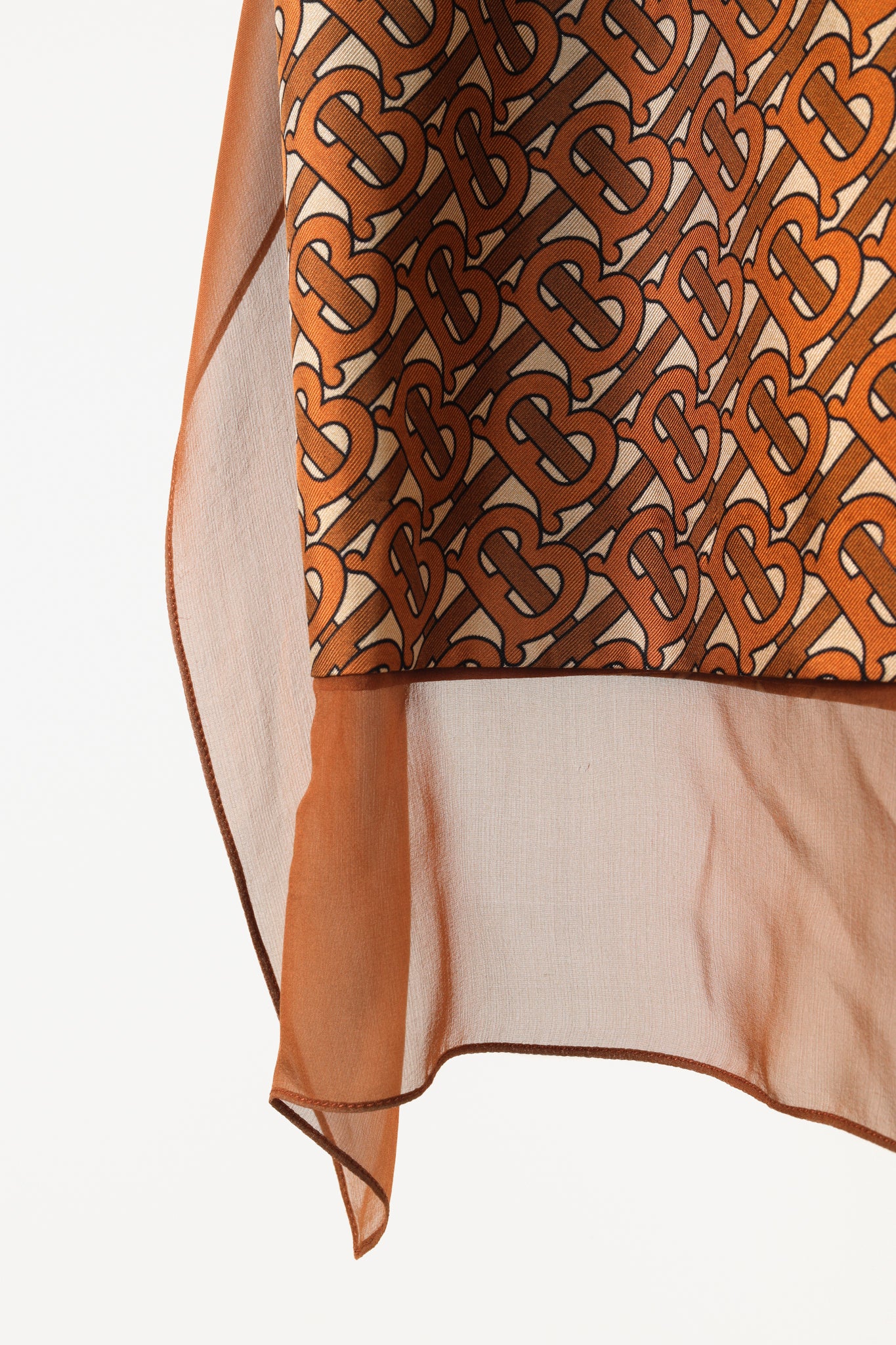 Burberry Brown Logo-Printed Scarf-Detail Midi Skirt