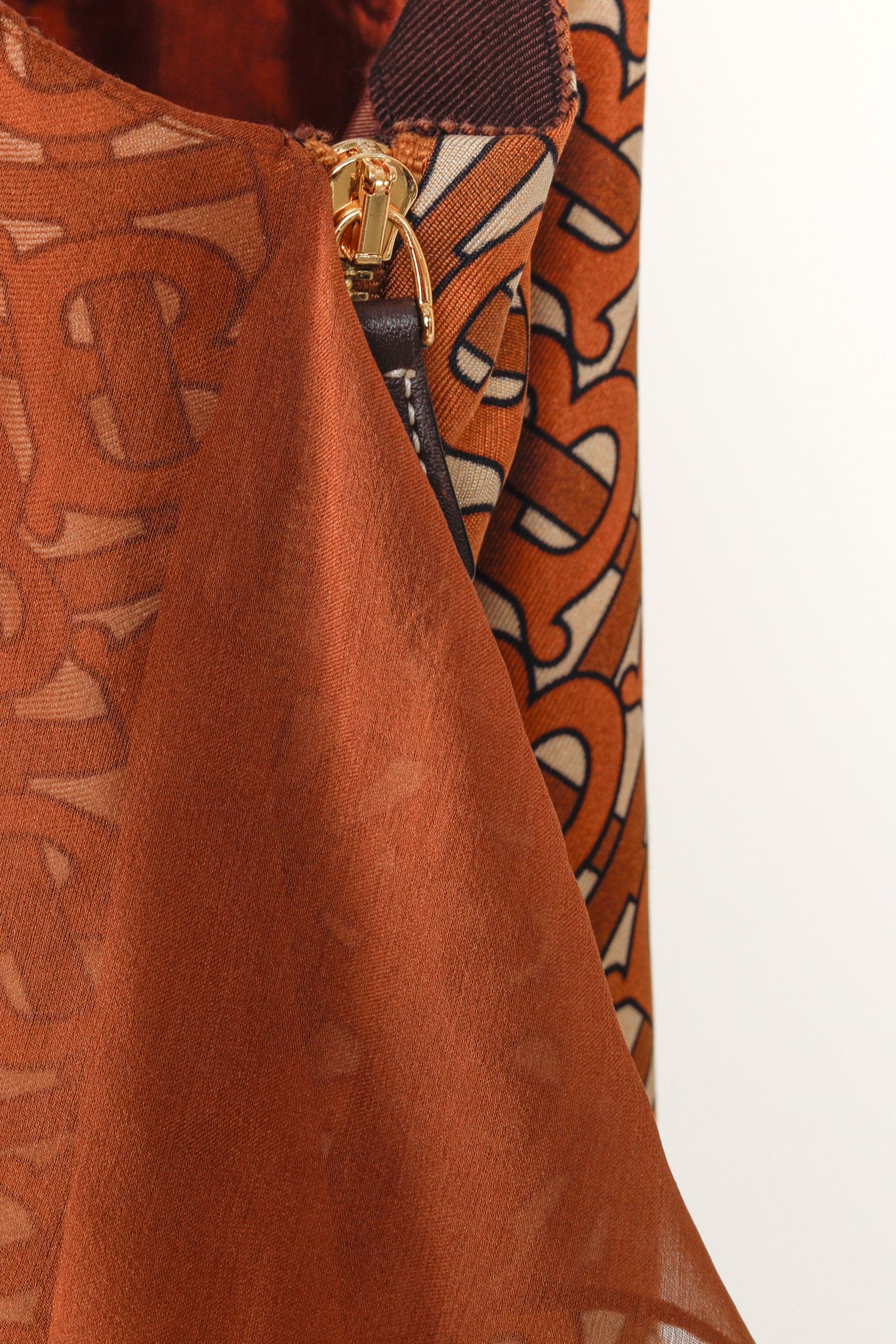 Burberry Brown Logo-Printed Scarf-Detail Midi Skirt