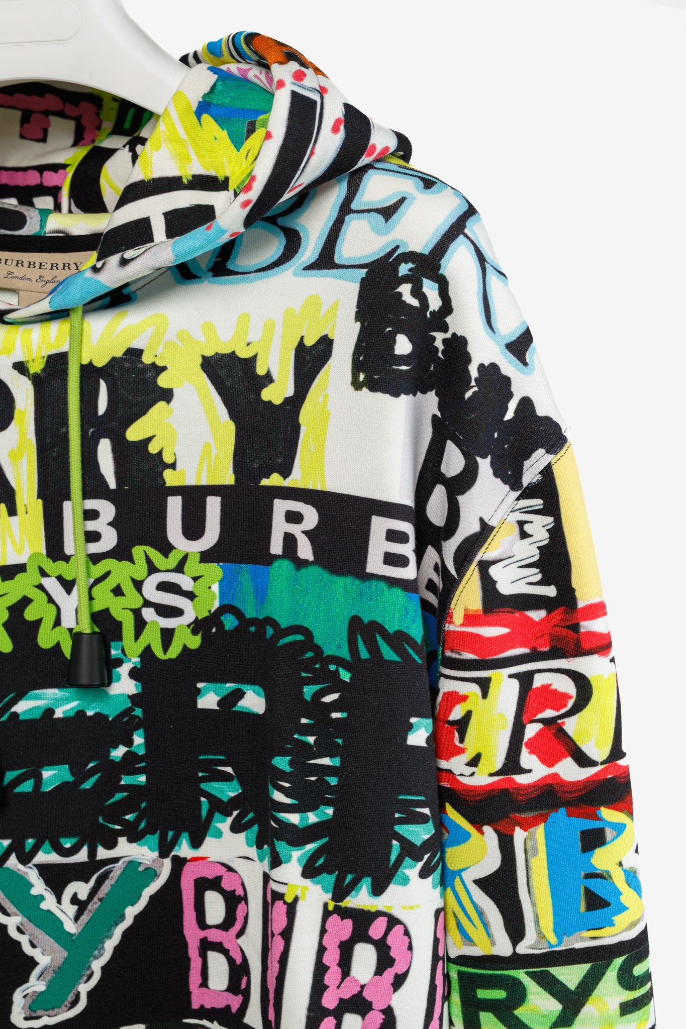 Burberry Harrington Bright Green Oversize Pop Graffiti Sweatshirt Hoodie