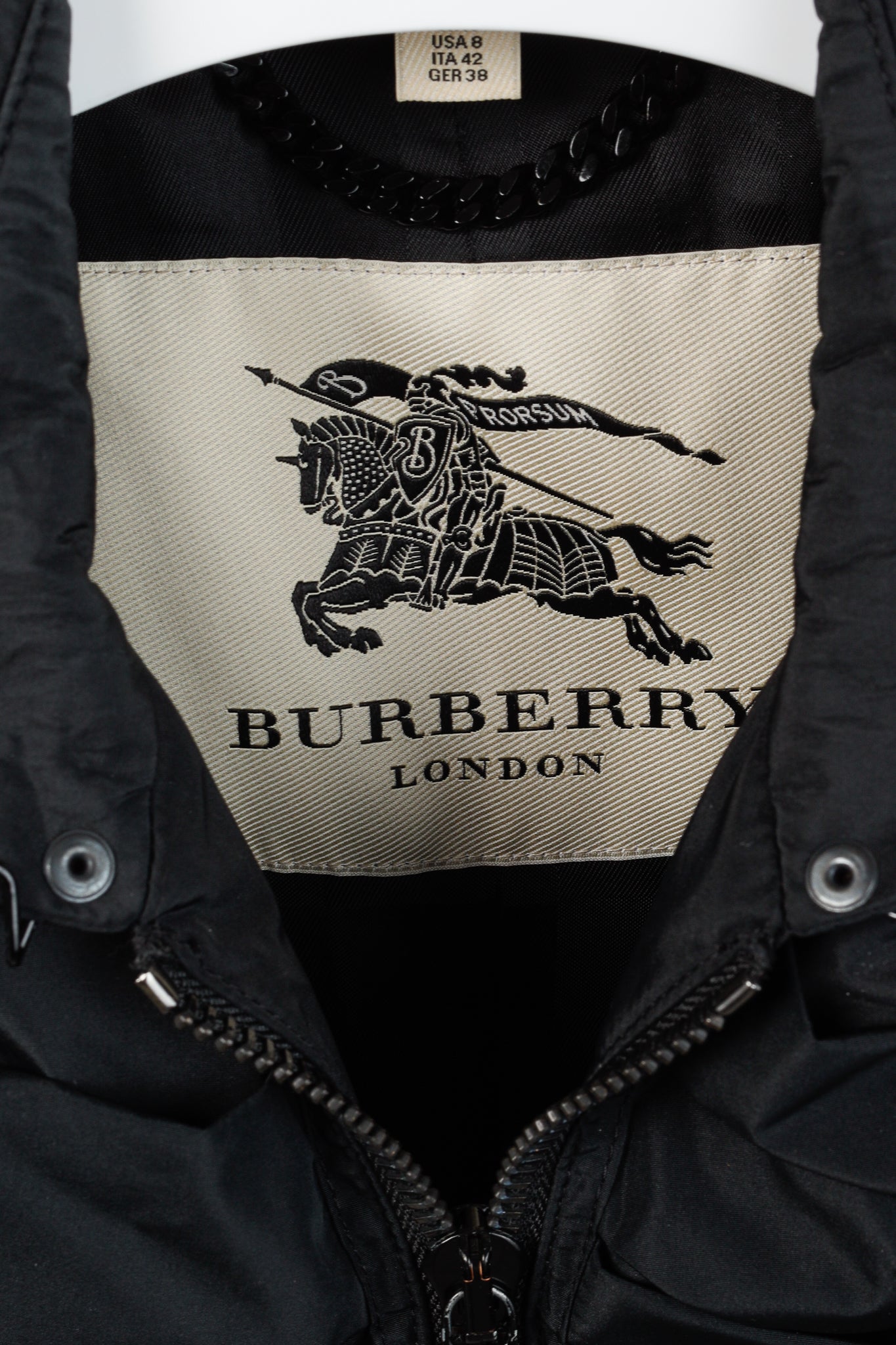 Burberry Roemead Black Allover Ruched Zip Coat