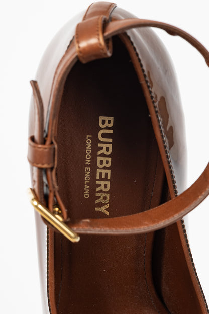 Burberry AW19 Runway Evan 105 Malt Brown, Black & Tan Plex Heels