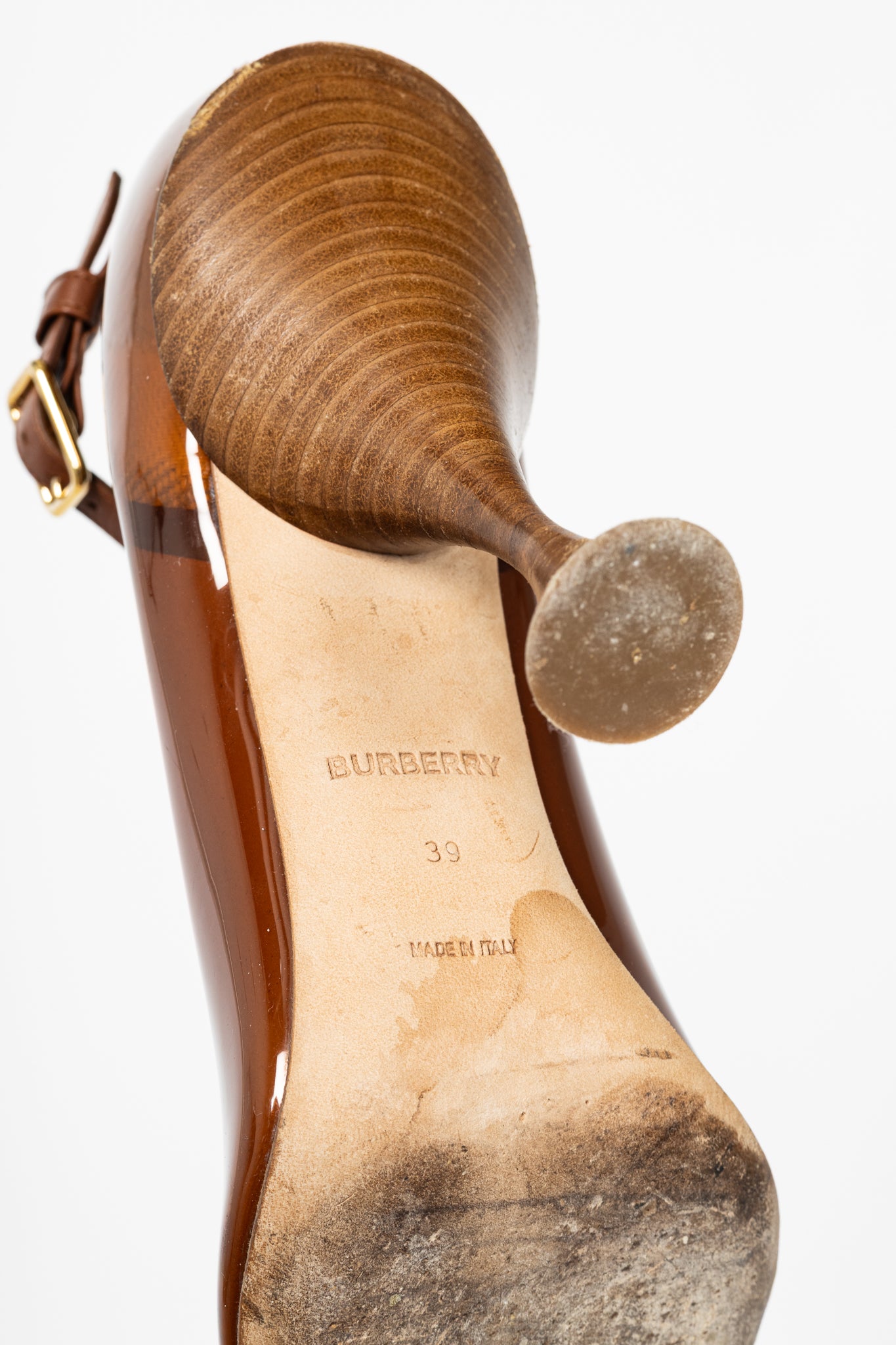 Burberry AW19 Runway Evan 105 Malt Brown, Black & Tan Plex Heels