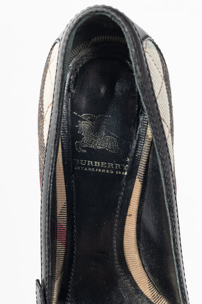 Burberry House Check & Leather Buckle Pumps