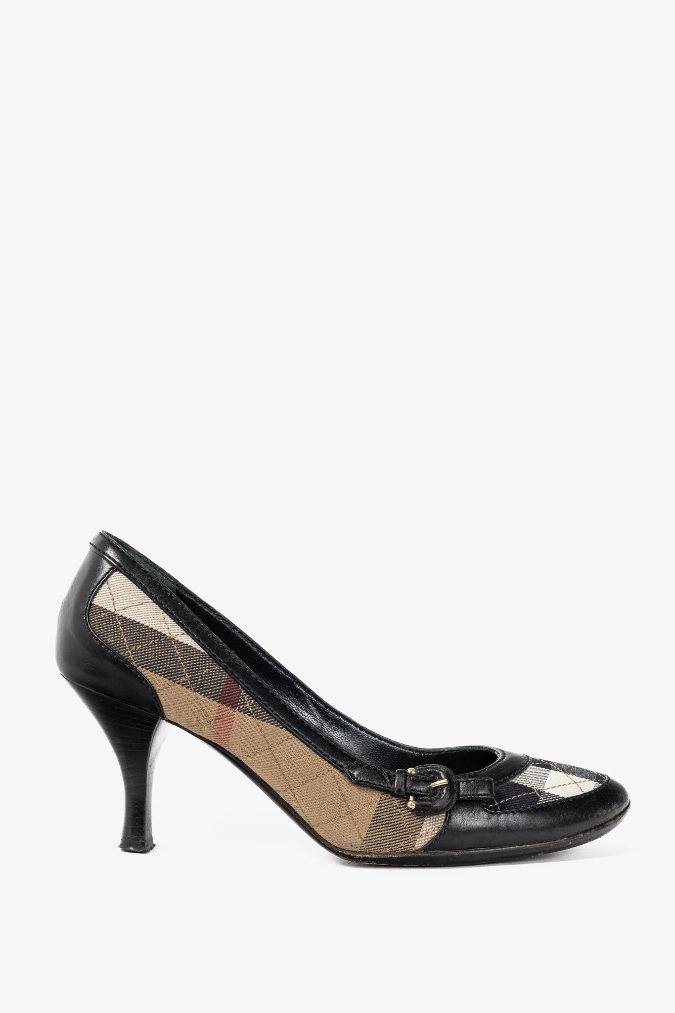 Burberry House Check & Leather Buckle Pumps