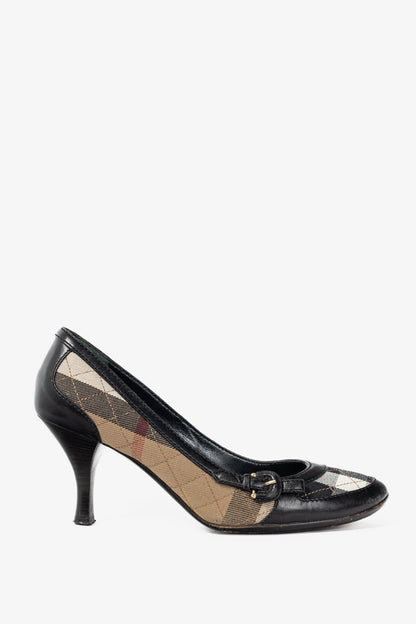 Burberry House Check & Leather Buckle Pumps