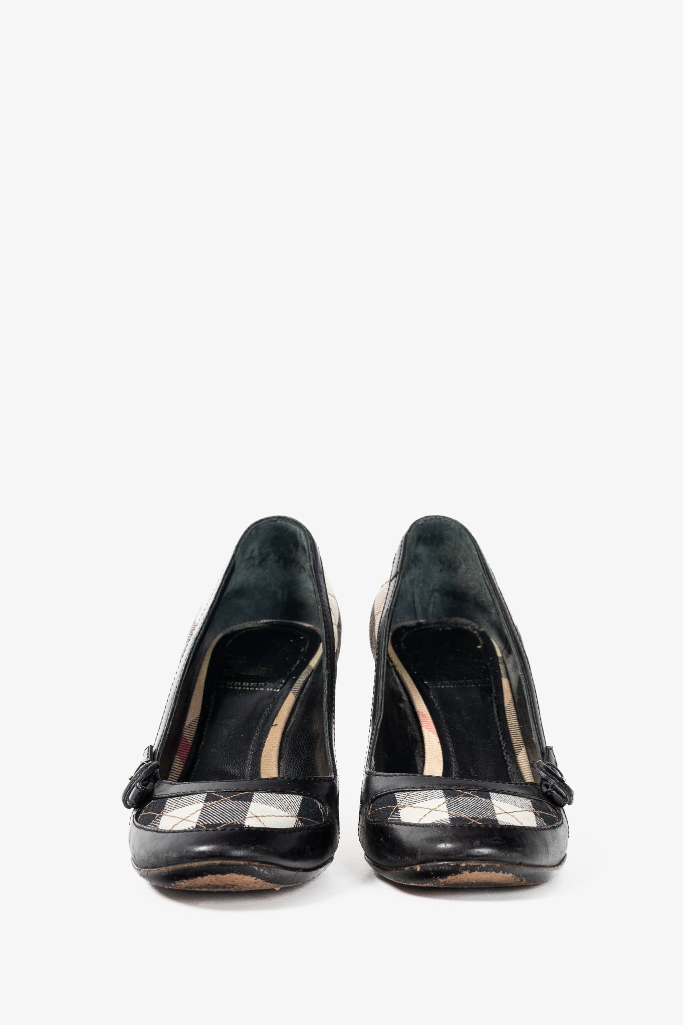 Burberry House Check & Leather Buckle Pumps