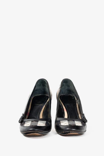 Burberry House Check & Leather Buckle Pumps