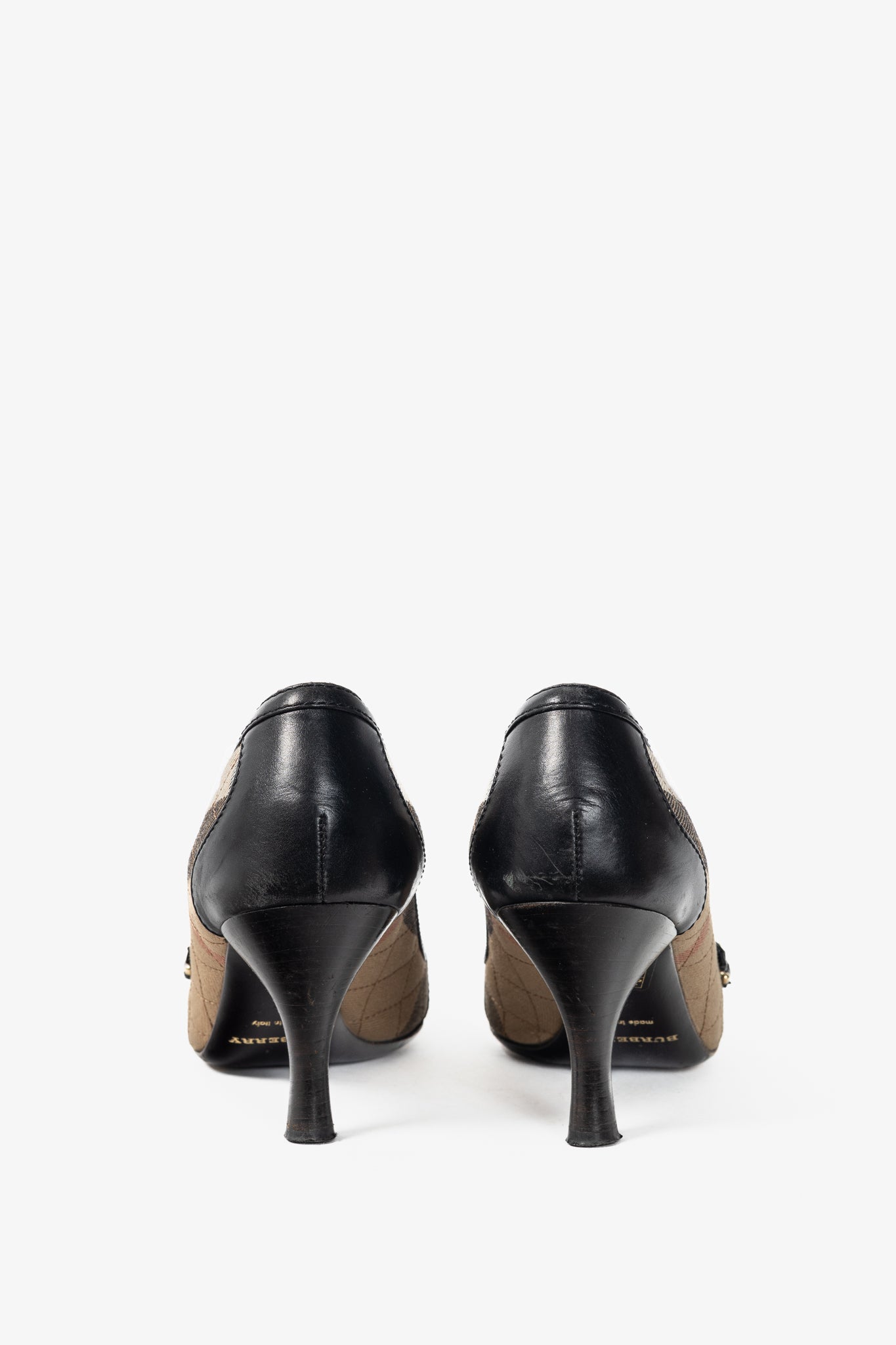Burberry House Check & Leather Buckle Pumps
