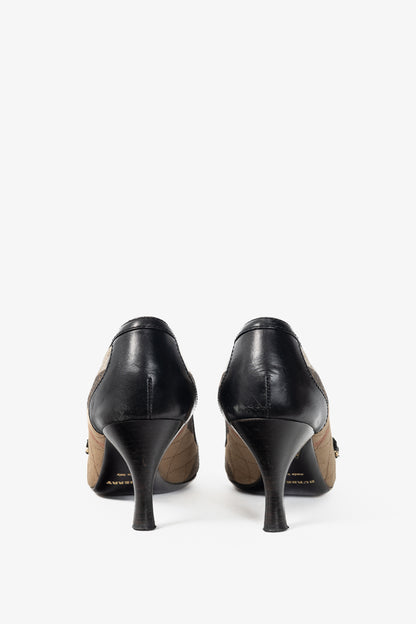 Burberry House Check & Leather Buckle Pumps