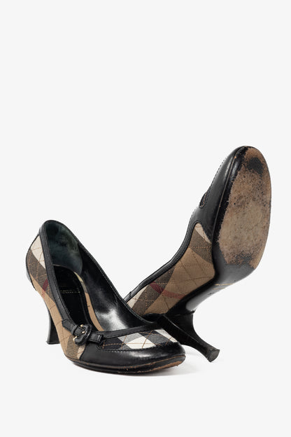 Burberry House Check & Leather Buckle Pumps