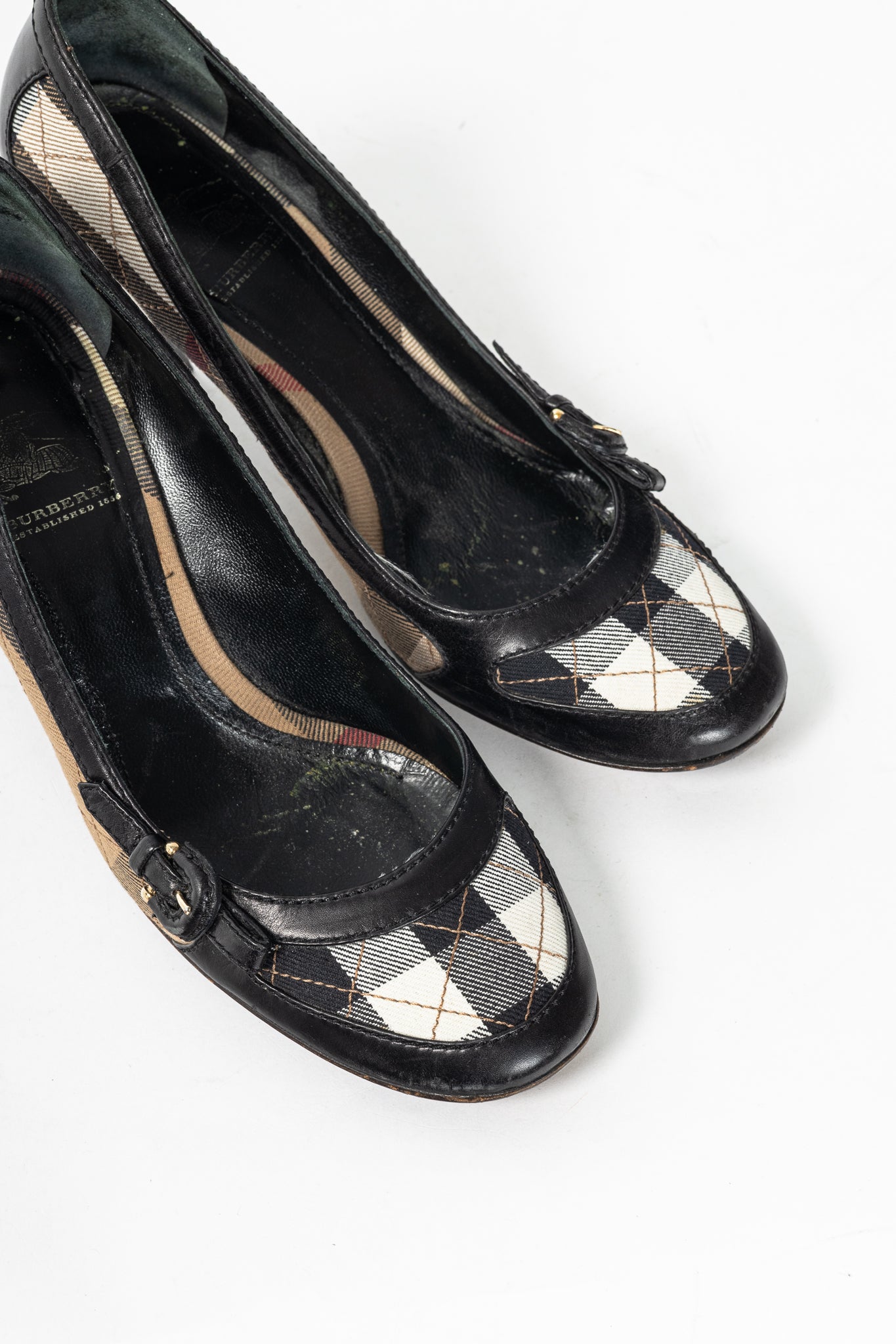 Burberry House Check & Leather Buckle Pumps
