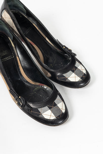 Burberry House Check & Leather Buckle Pumps