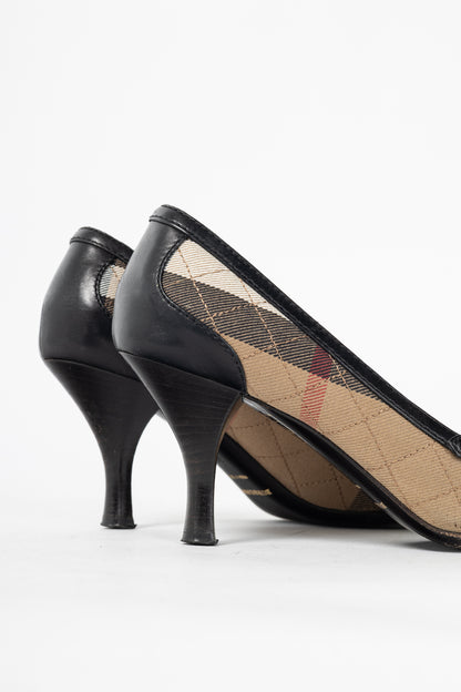 Burberry House Check & Leather Buckle Pumps