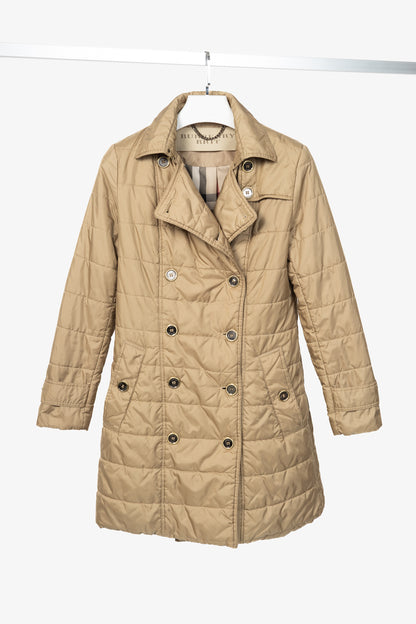 Burberry Brit Gold Quilted-Taffeta Double-Breasted Coat