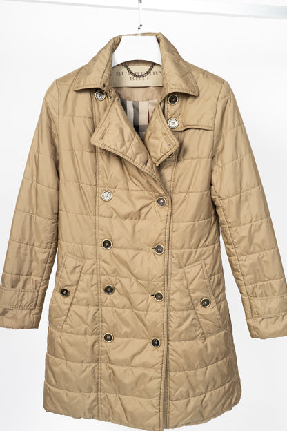 Burberry Brit Gold Quilted-Taffeta Double-Breasted Coat