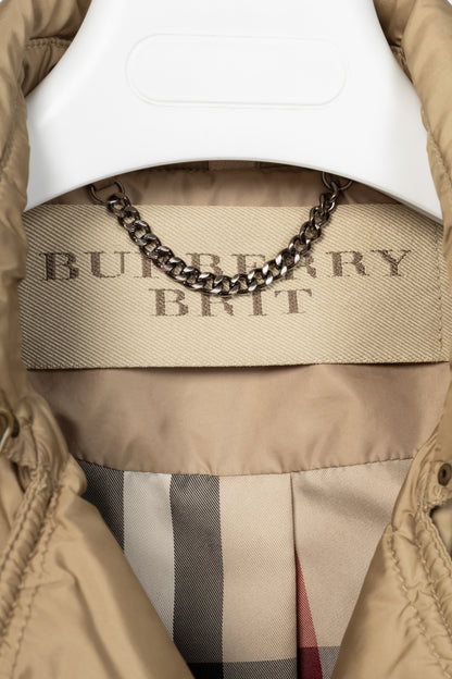 Burberry Brit Gold Quilted-Taffeta Double-Breasted Coat