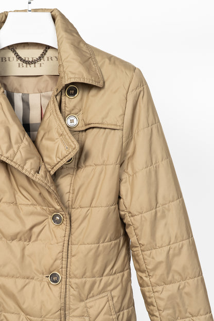 Burberry Brit Gold Quilted-Taffeta Double-Breasted Coat