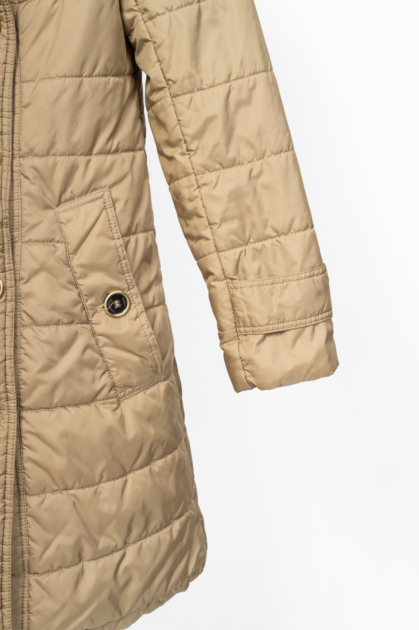 Burberry Brit Gold Quilted-Taffeta Double-Breasted Coat
