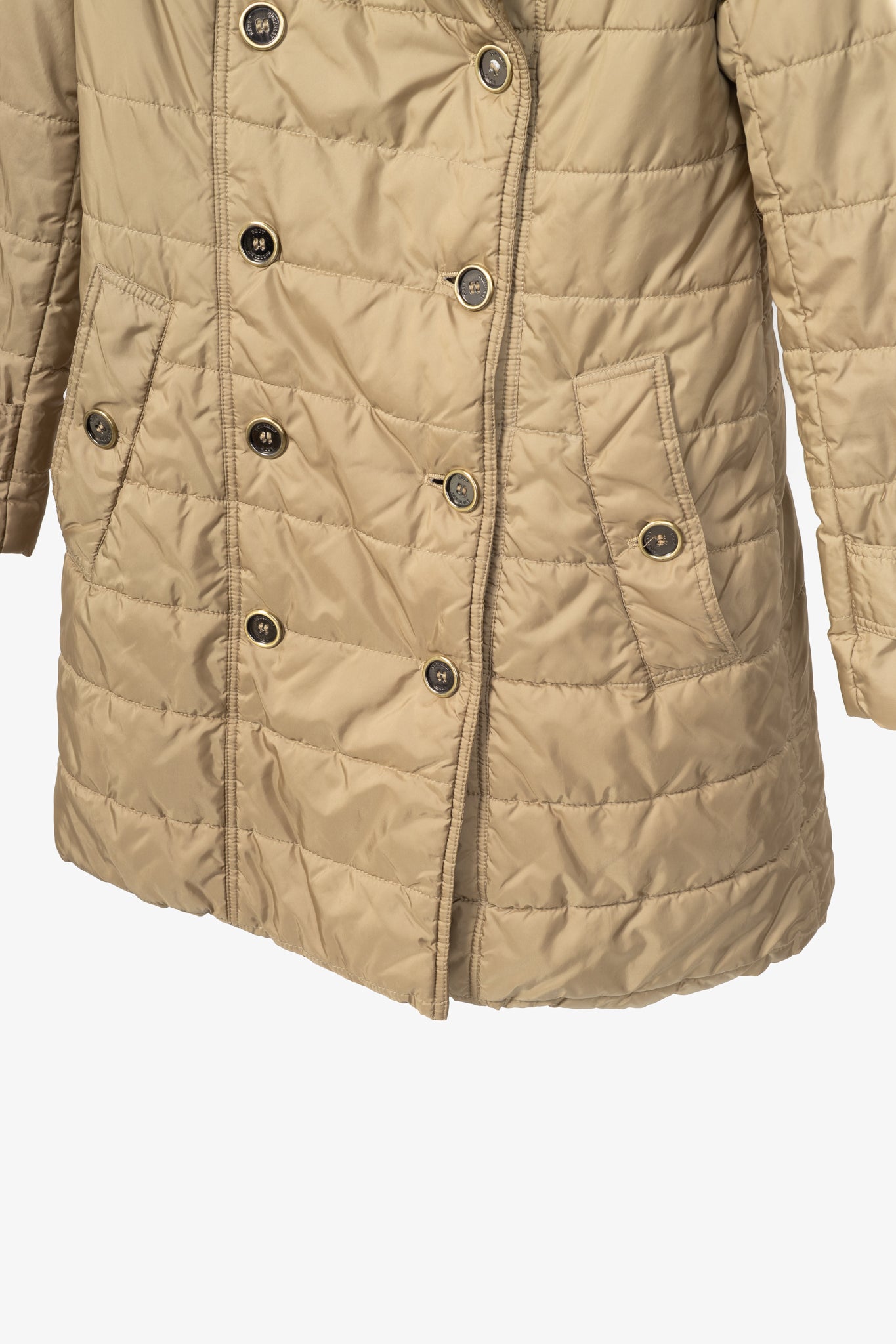 Burberry Brit Gold Quilted-Taffeta Double-Breasted Coat