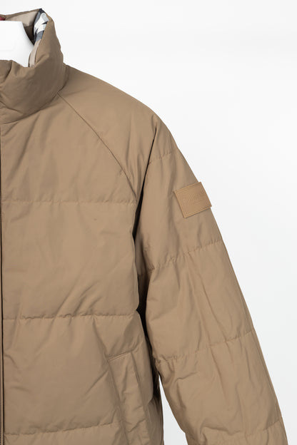 Burberry Iver Reversible Tan Check Down Puffer Jacket