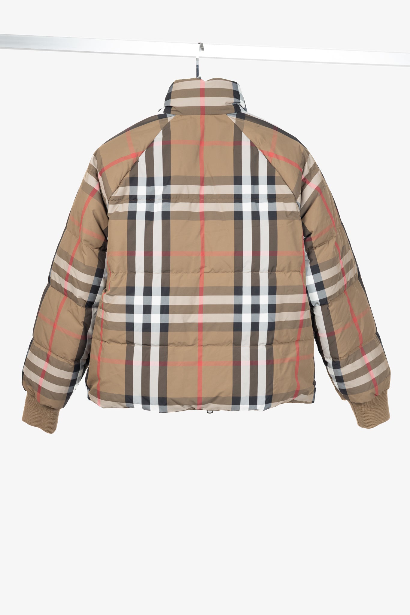 Burberry Iver Reversible Tan Check Down Puffer Jacket