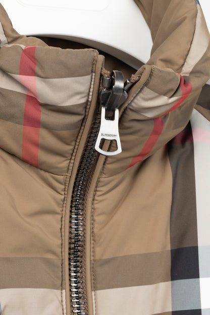 Burberry Iver Reversible Tan Check Down Puffer Jacket
