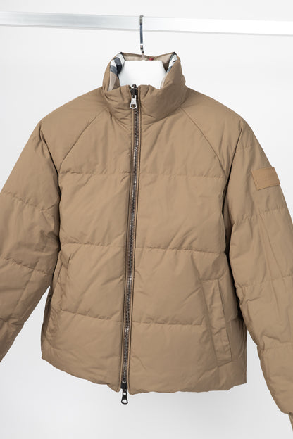 Burberry Iver Reversible Tan Check Down Puffer Jacket