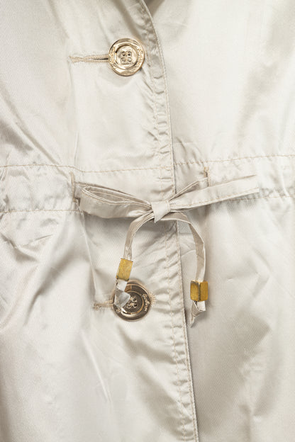 Burberry Champagne Cotton-Blend Check-Trim Drawstring-Waist Rain Jacket