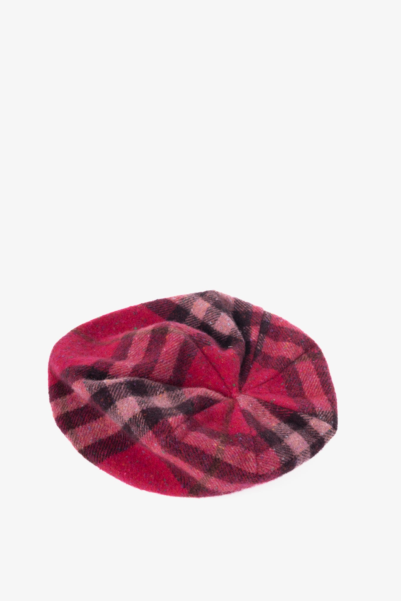 Burberry Pink Speckled-Check Wool Flannel Beret