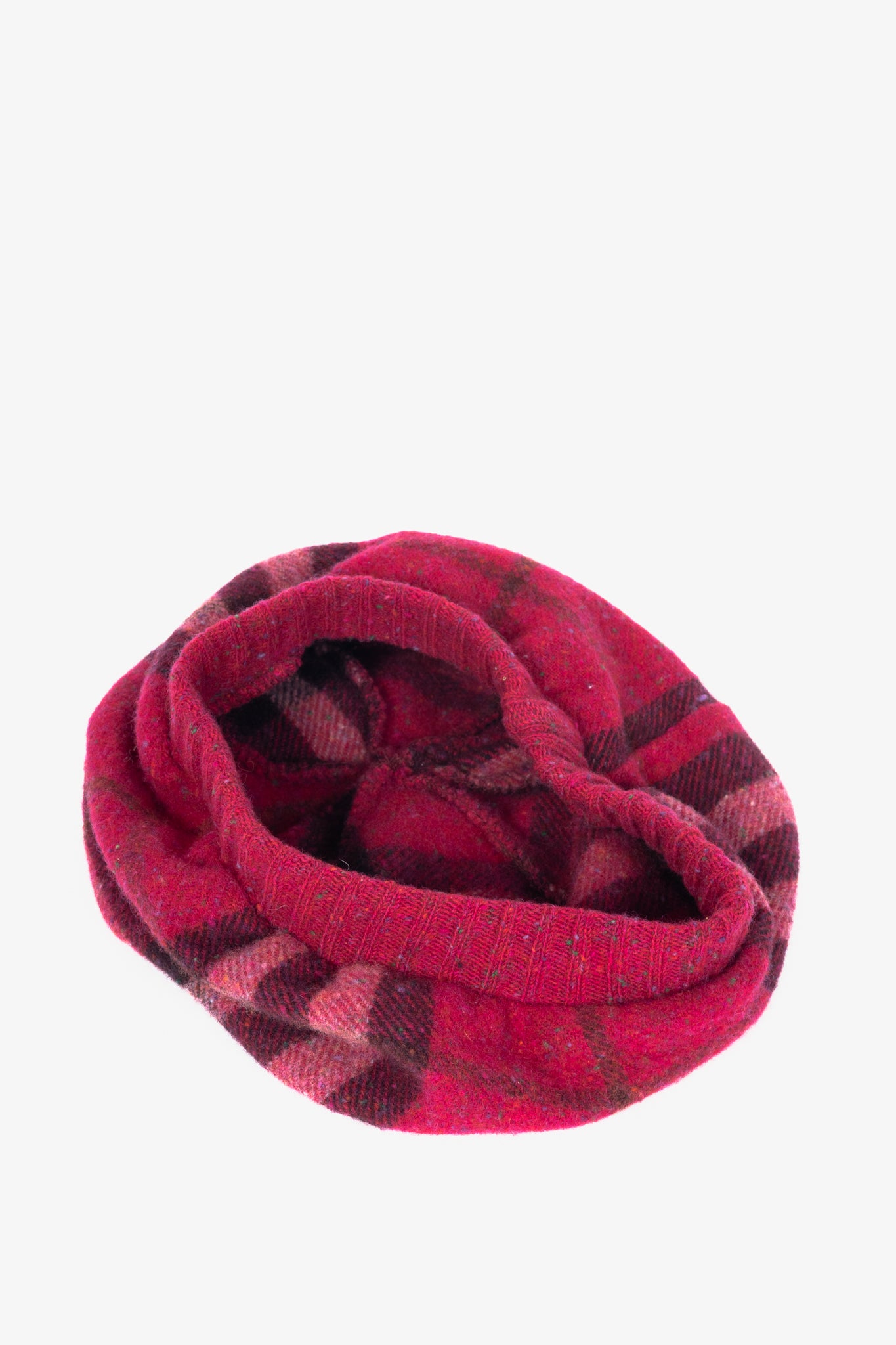 Burberry Pink Speckled-Check Wool Flannel Beret