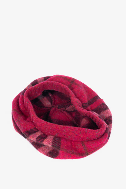 Burberry Pink Speckled-Check Wool Flannel Beret