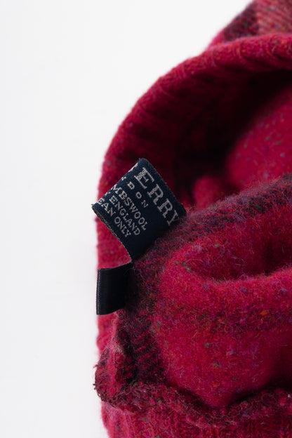 Burberry Pink Speckled-Check Wool Flannel Beret