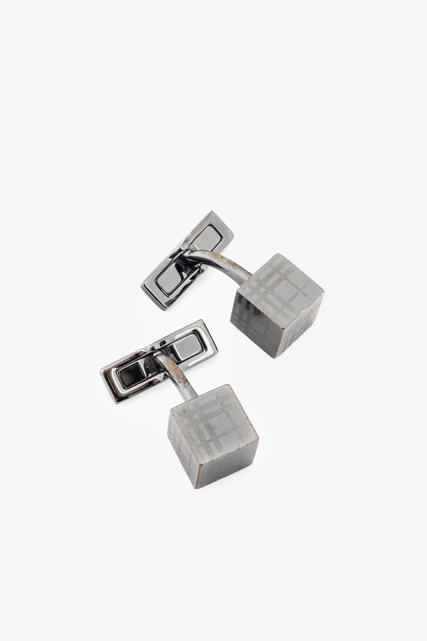 Burberry Gunmetal Check Cube Cufflinks