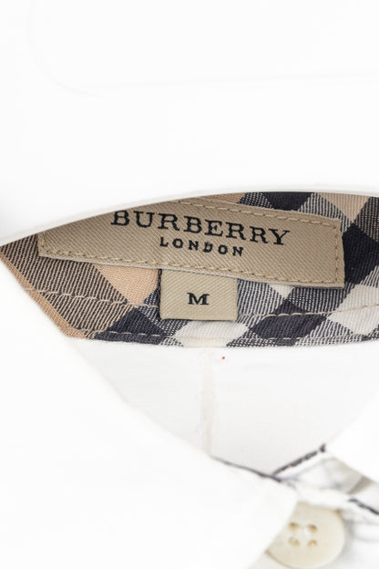 Burberry White Cotton-Poplin Check-Cuff Buttoned Shirt