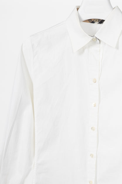 Burberry White Cotton-Poplin Check-Cuff Buttoned Shirt