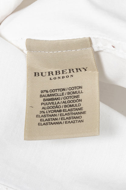 Burberry White Cotton-Poplin Check-Cuff Buttoned Shirt