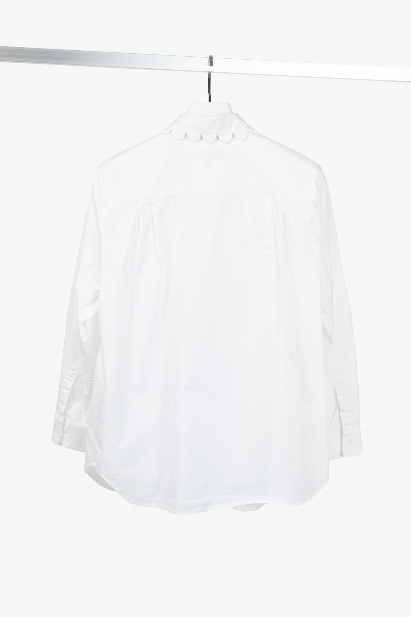 Burberry White Cotton-Poplin Scalloped-Trim Buttoned Shirt