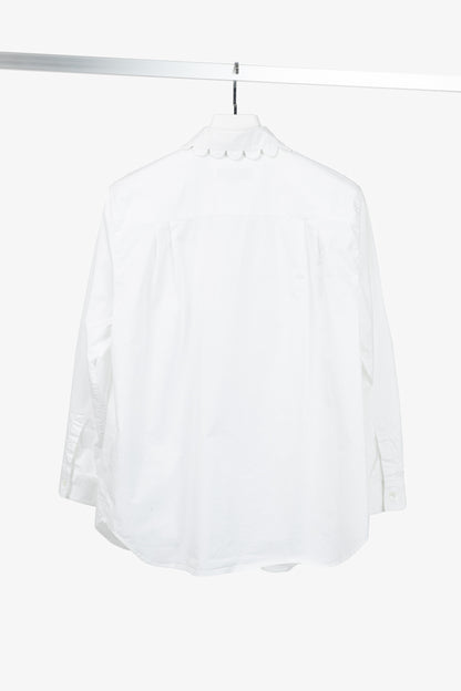 Burberry White Cotton-Poplin Scalloped-Trim Buttoned Shirt