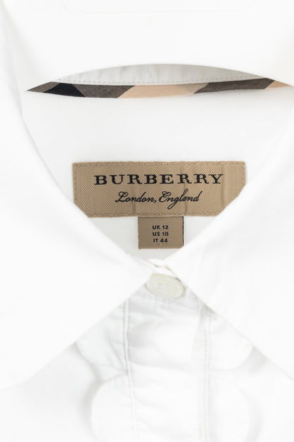 Burberry White Cotton-Poplin Scalloped-Trim Buttoned Shirt