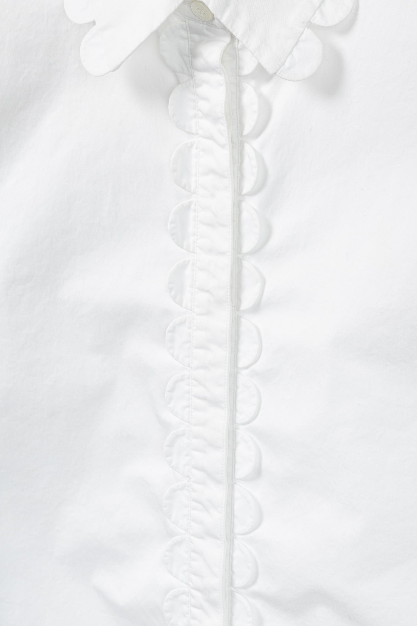 Burberry White Cotton-Poplin Scalloped-Trim Buttoned Shirt