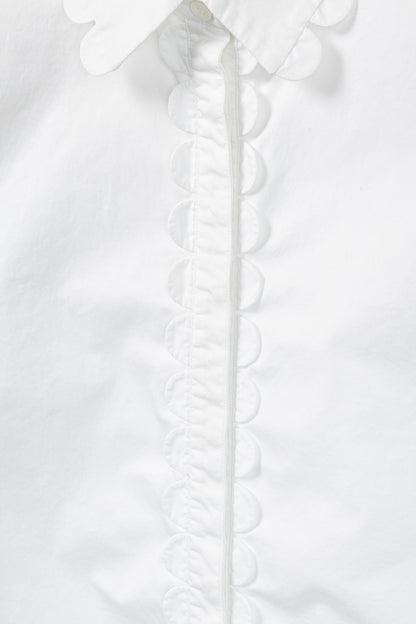 Burberry White Cotton-Poplin Scalloped-Trim Buttoned Shirt