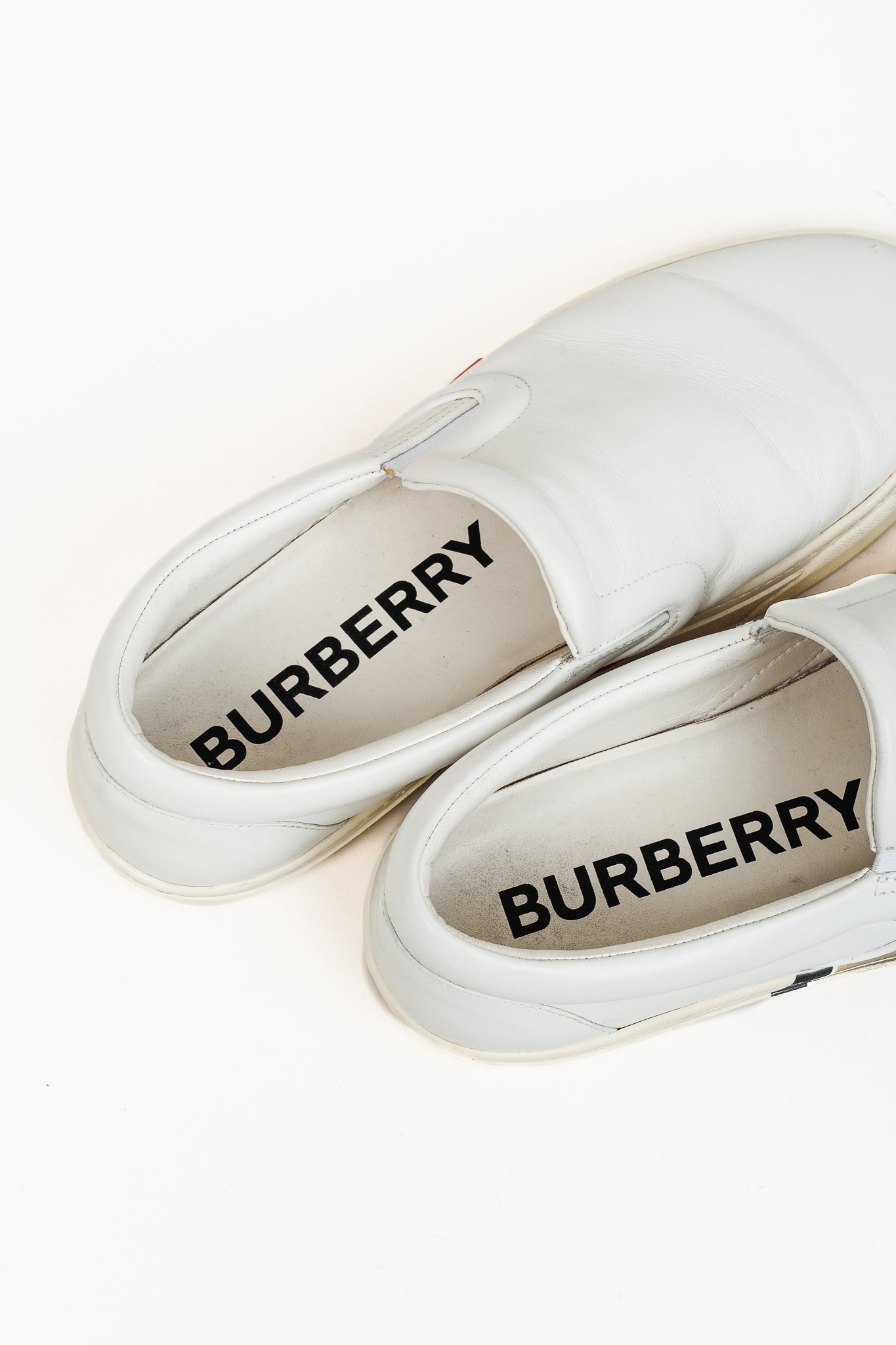 Burberry Men's Thompson White Leather Slip On Shoes