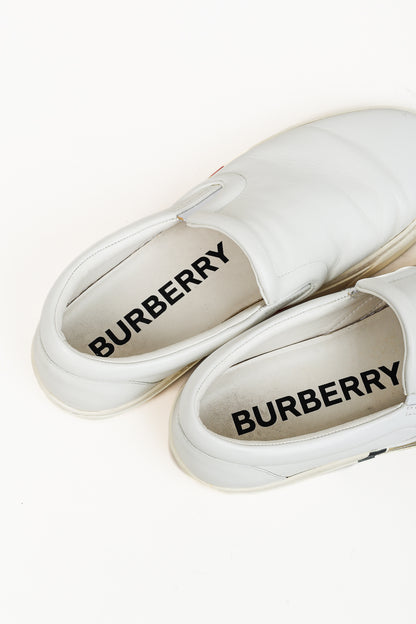 Burberry Men's Thompson White Leather Slip On Shoes