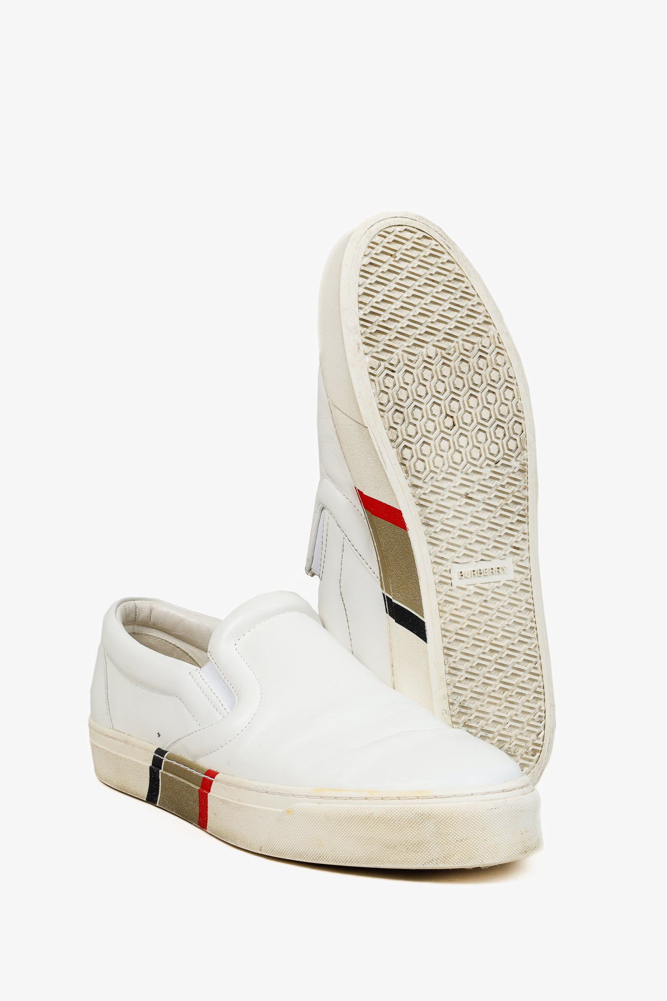 Burberry Men's Thompson White Leather Slip On Shoes