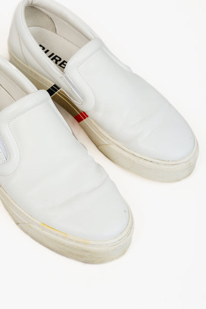 Burberry Men's Thompson White Leather Slip On Shoes