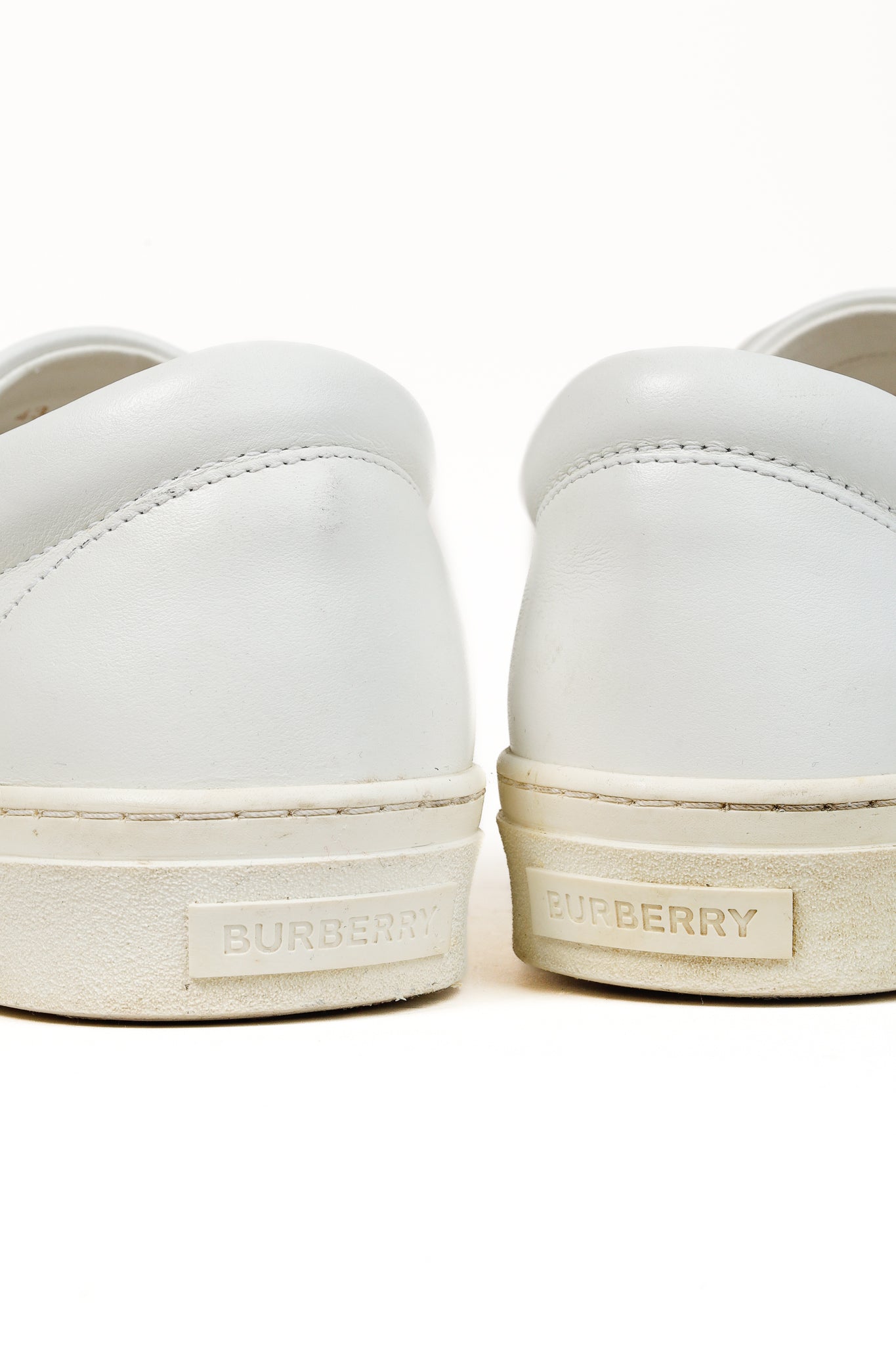 Burberry Men's Thompson White Leather Slip On Shoes