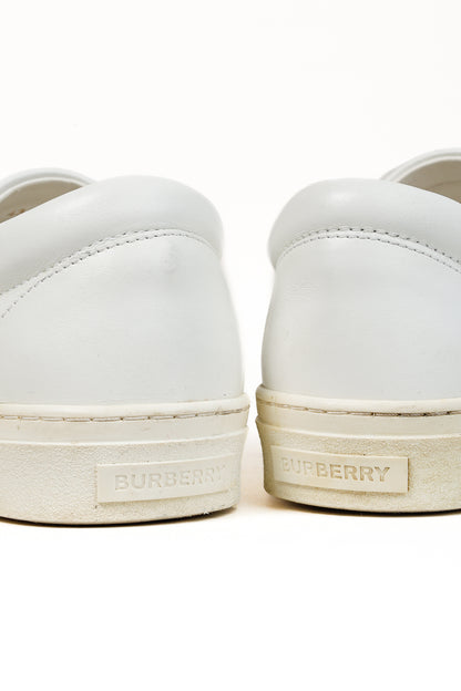 Burberry Men's Thompson White Leather Slip On Shoes